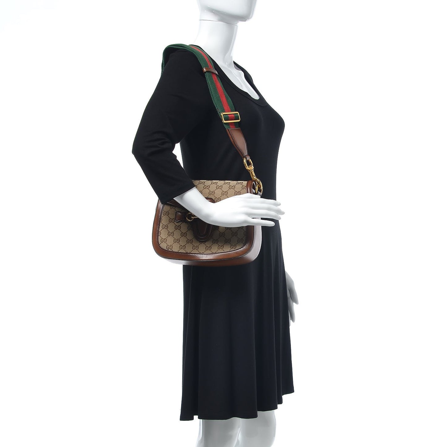 Monogram Medium Lady Web Shoulder Bag Beige Cuir