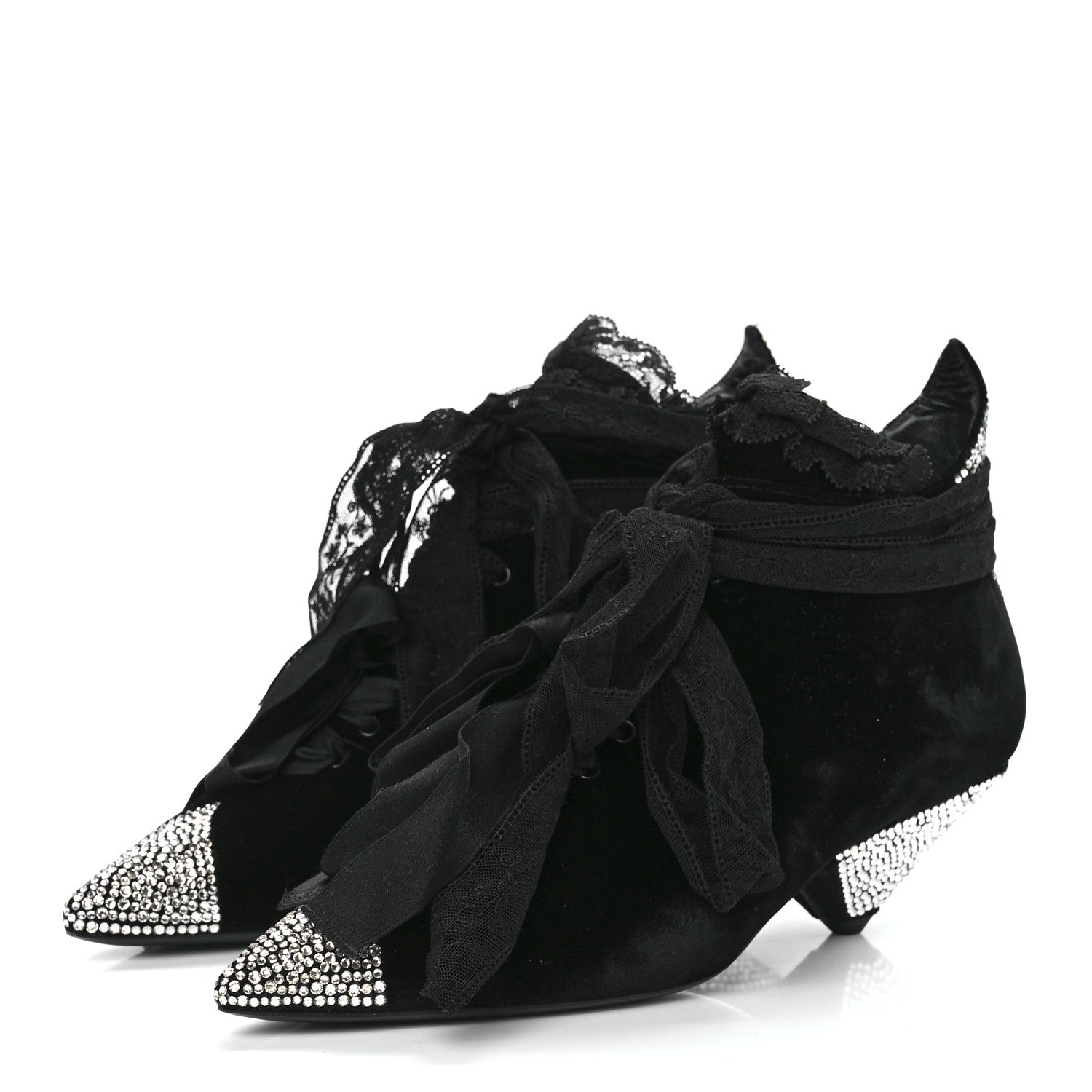 Saint Laurent Velluto Master Crystal Embellished Blaze 45 La Strass Ankle Boots 39 Black 3 of 10