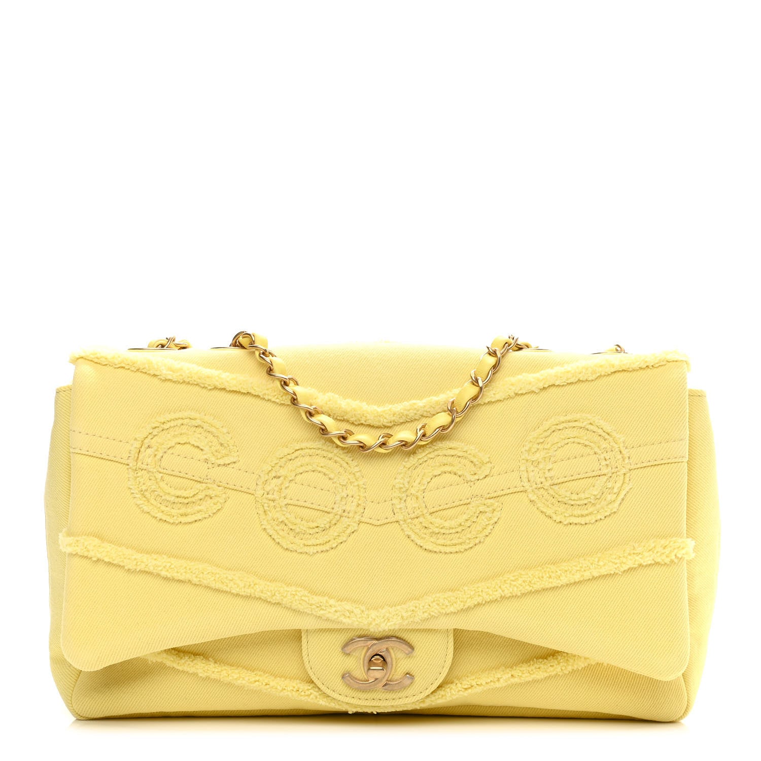 Chanel Denim Coco Jumbo Single Flap Yellow 1 of 10