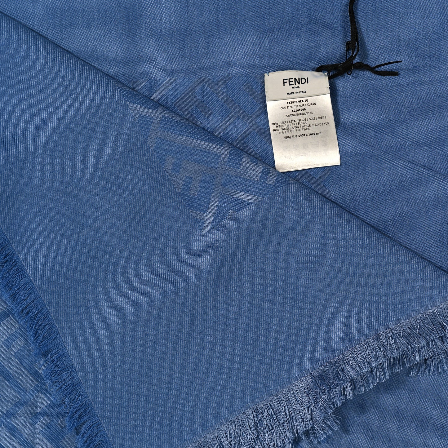 Silk Wool FF Scarf Blue