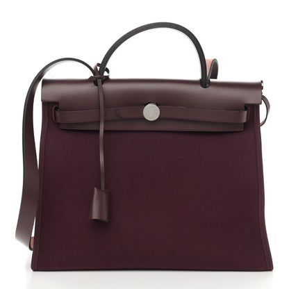 Hermes Military Toile Vache Hunter Herbag Zip 31 PM Prune 3 of 11