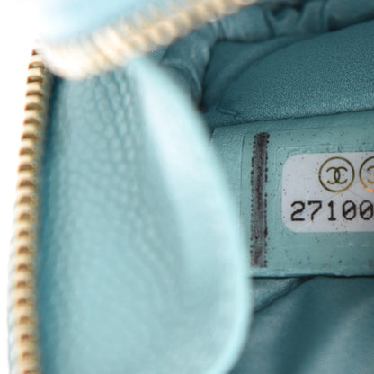 Chanel Caviar Quilted Small Curvy Pouch Cosmetic Case Light Blue 7 of 8