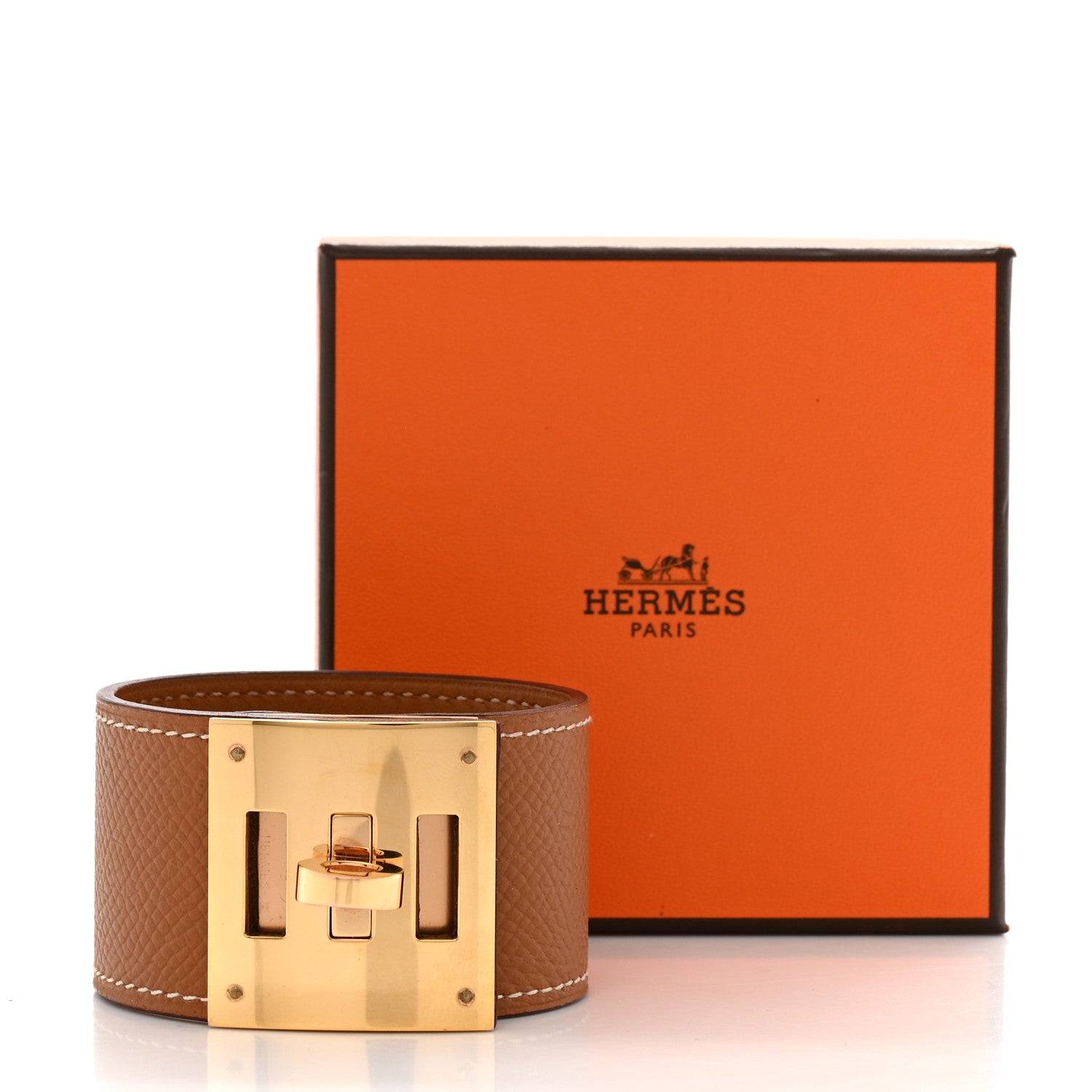 Hermes Epsom Kelly Dog Bracelet T2 Gold 9 of 9