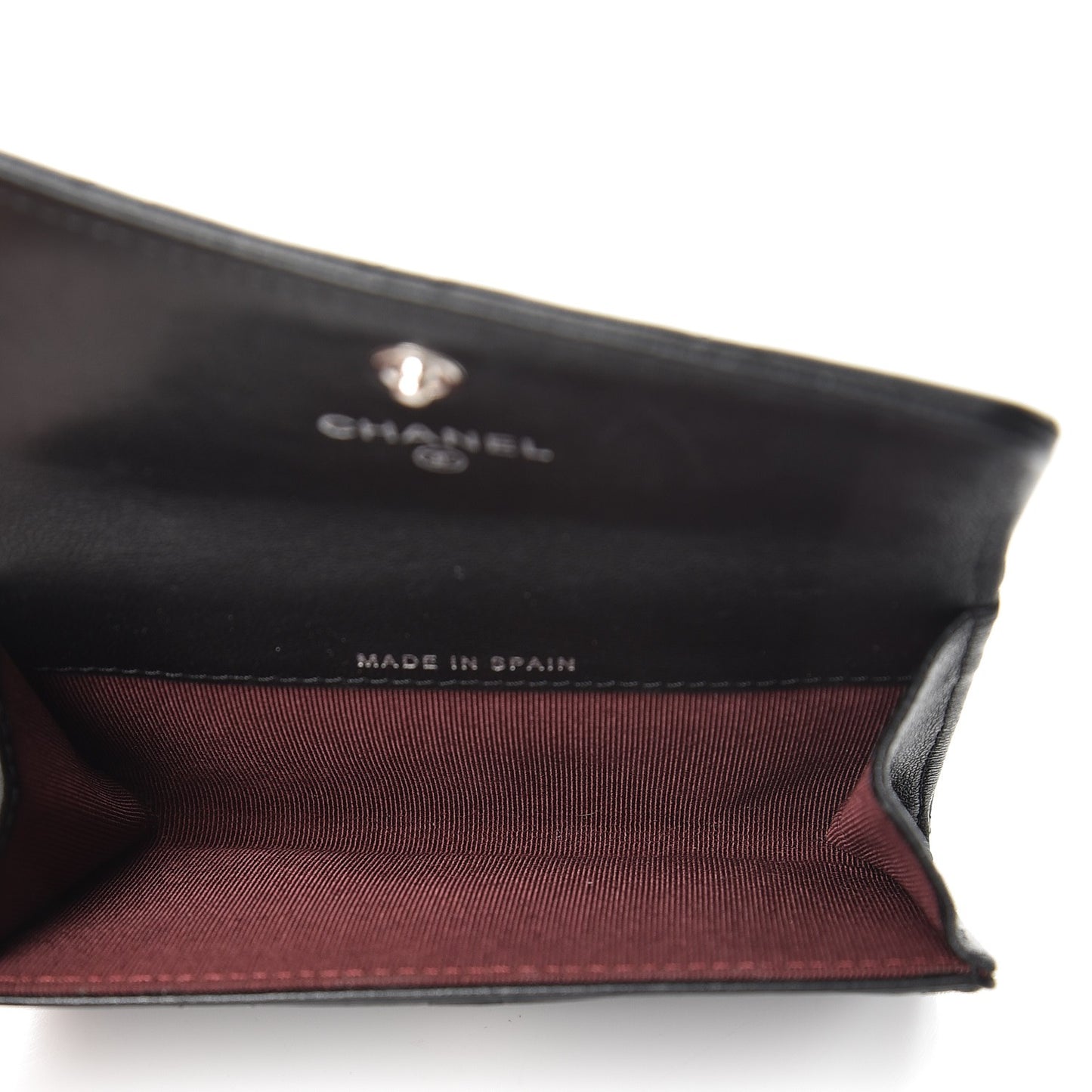 Lambskin Quilted Flap Card Holder Black
