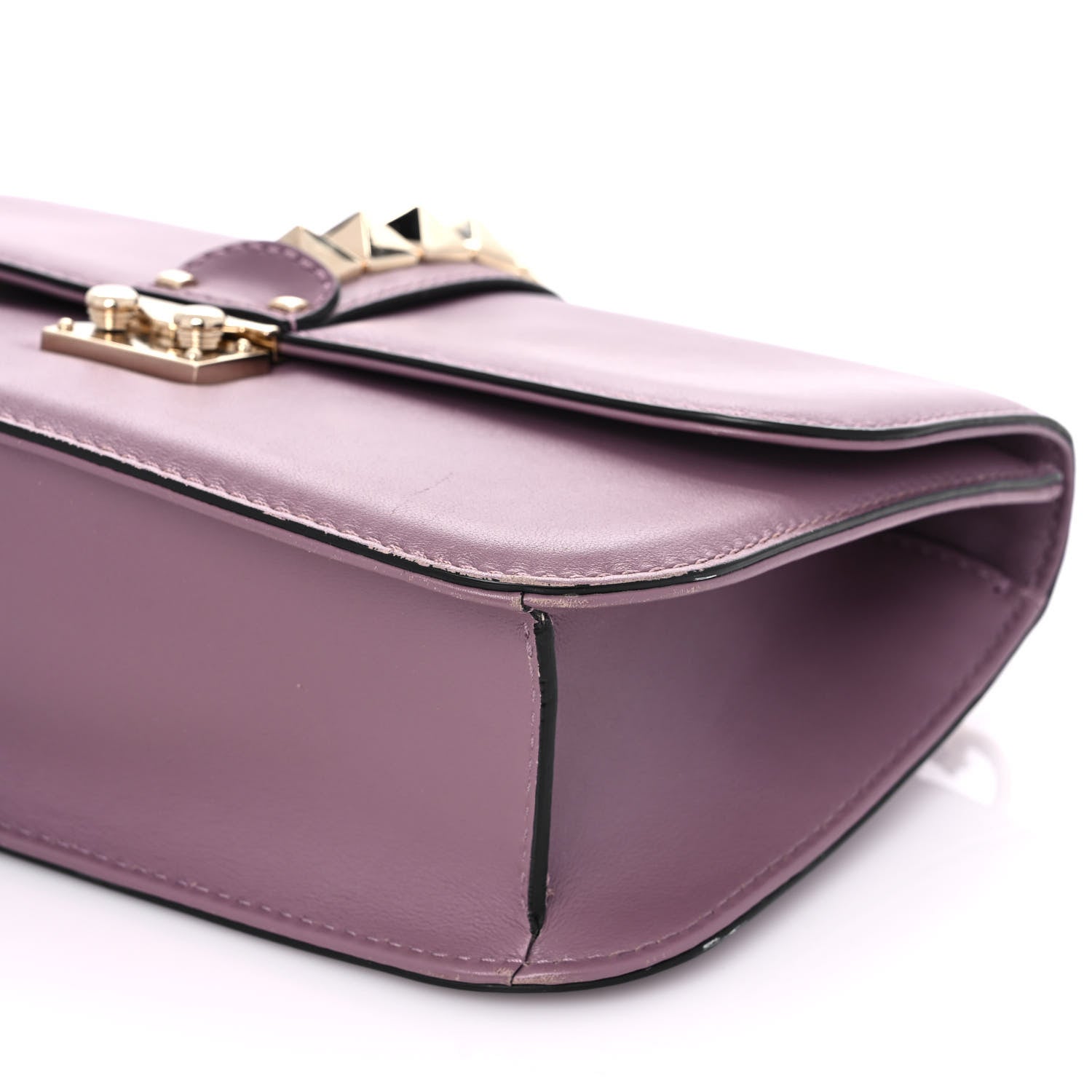 Valentino Garavani Vitello Medium Glam Lock Rockstud Flap Dark Mauve 8 of 9