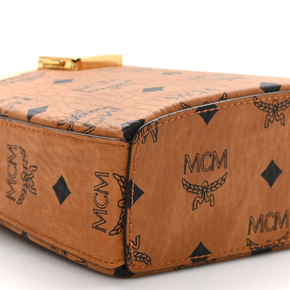 MCM Metallic Calfskin Visetos Stark Pushlock Clutch Cognac 8 of 9
