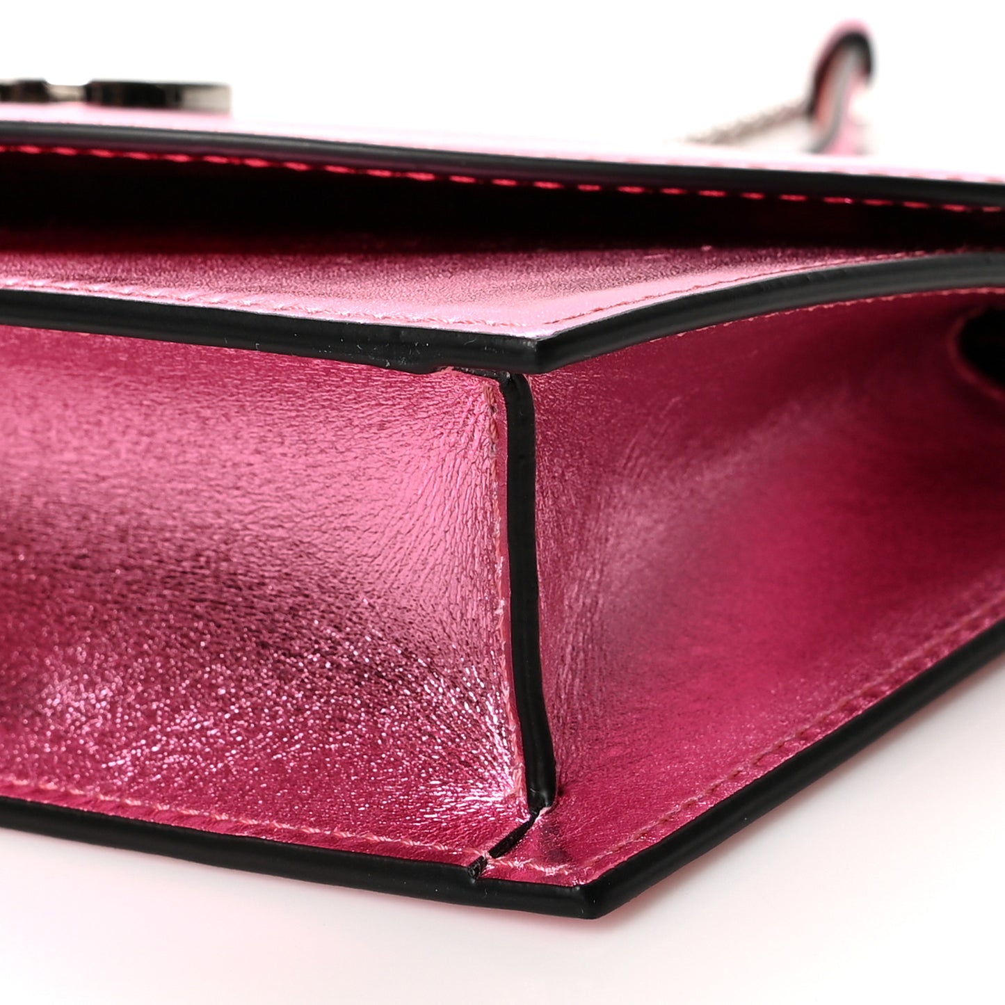 Metallic Calfskin Loubi54 Crossbody Clutch Pink
