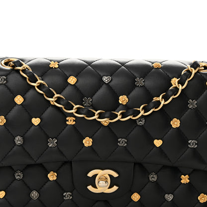Chanel Lambskin Quilted Studded Medium Double Flap Black 8 of 11