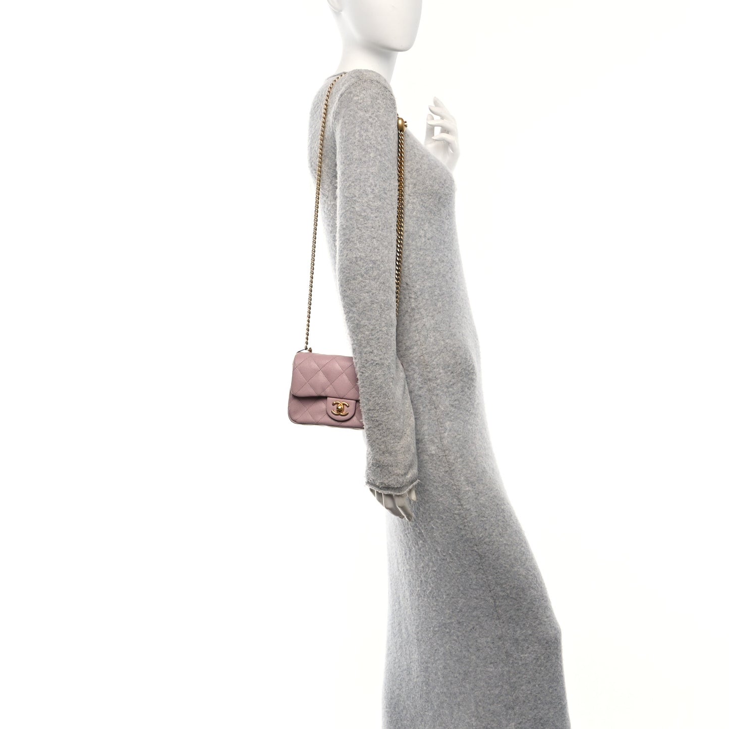 Caviar Quilted Mini Rectangular Sweetheart Flap Lilac