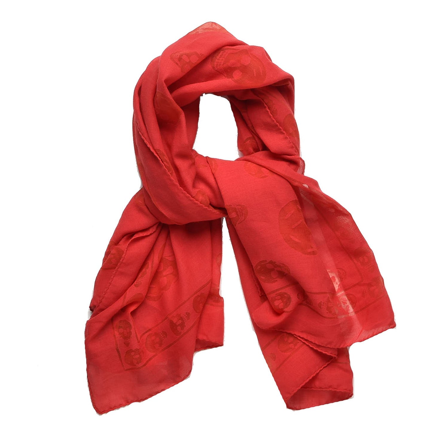 Cotton Viscose Skull Scarf Red