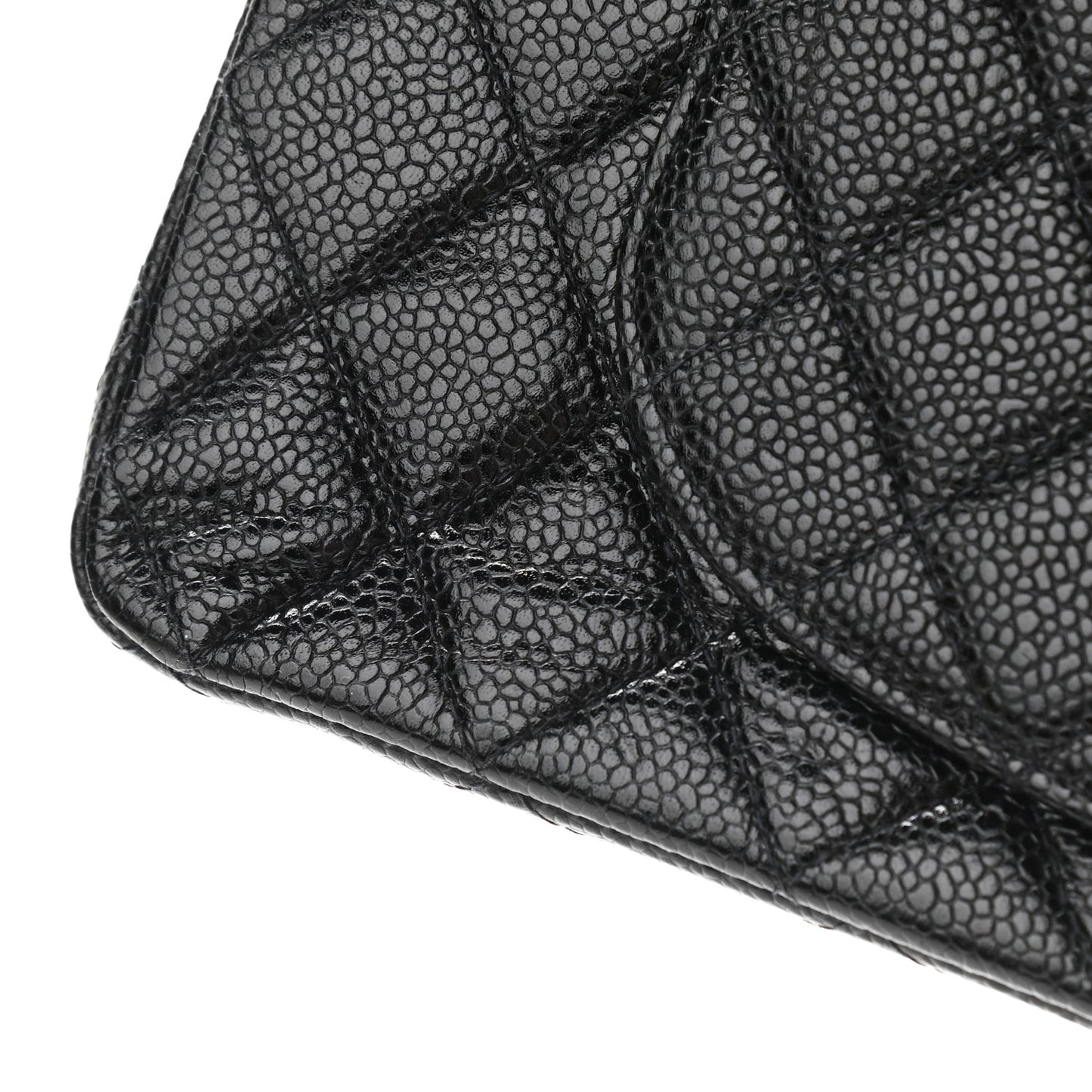 Caviar Quilted Medium Double Flap Black
