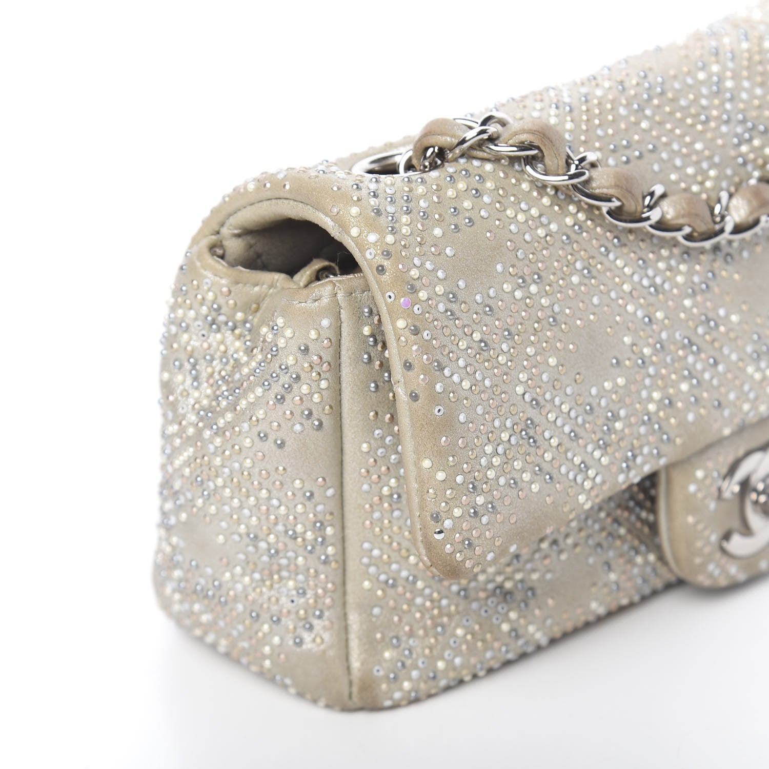 Chanel Iridescent Calfskin Studded Mini Flap Silver 10 of 14