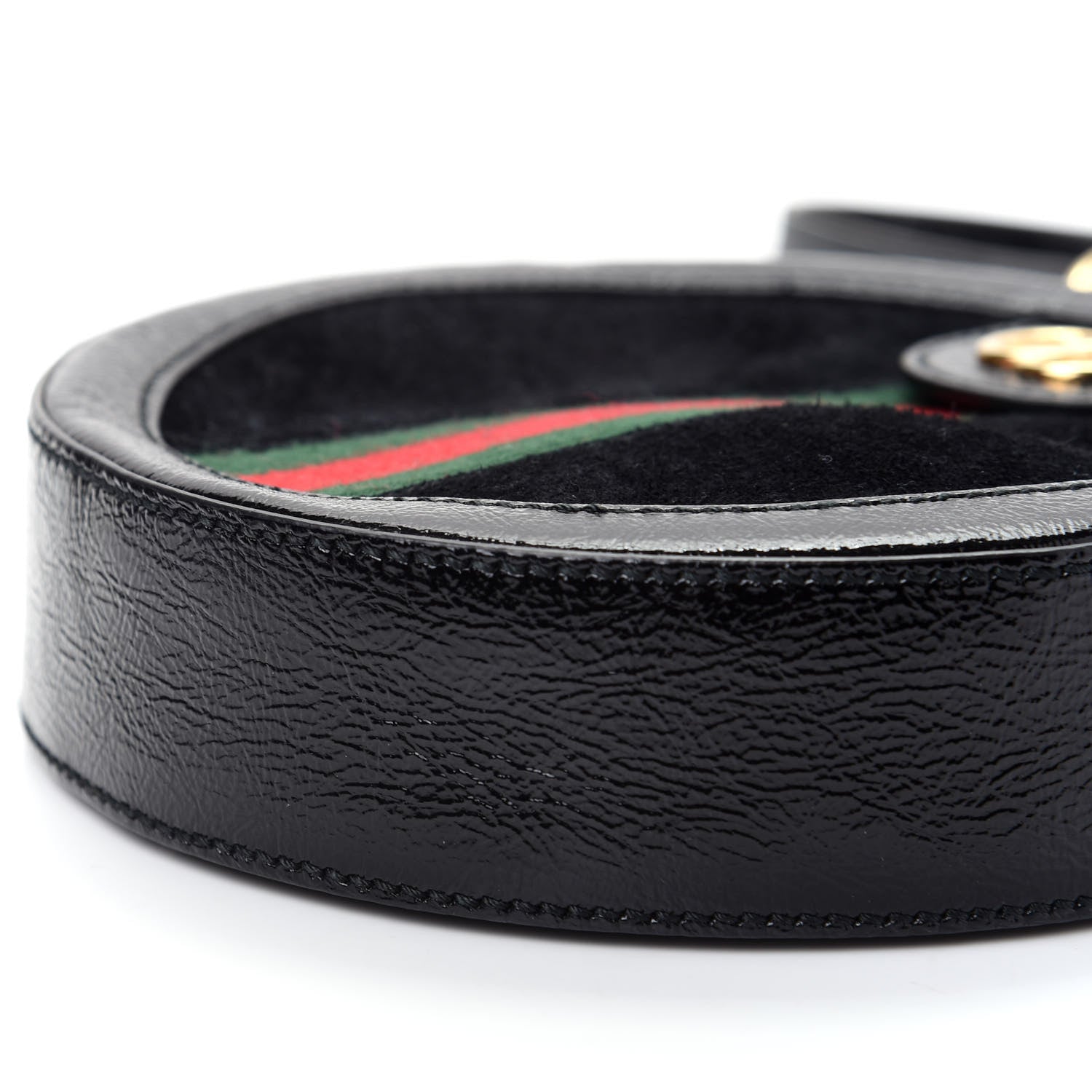 Gucci Suede Patent Web Mini Ophidia Round Shoulder Bag Black 7 of 9