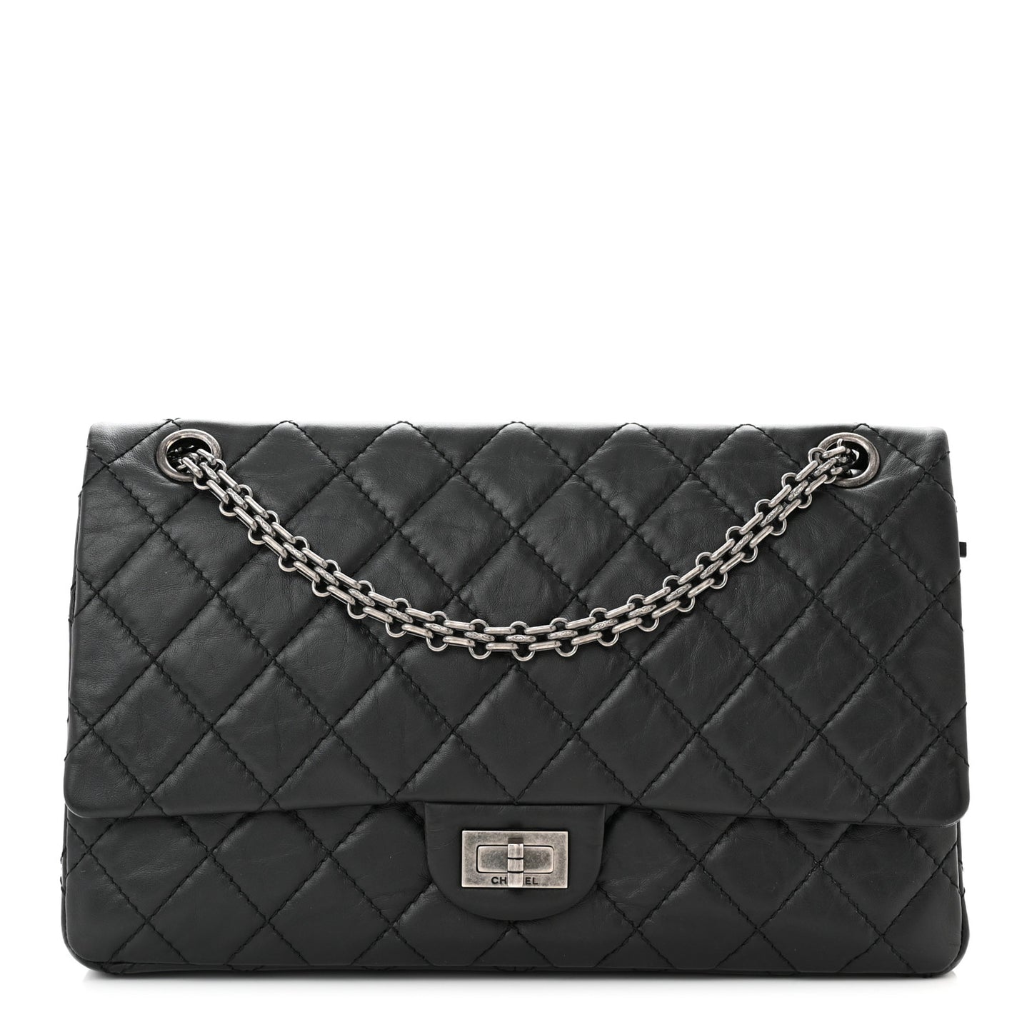 Aged Calfskin Quilted 2.55 Reissue 226 Flap Black