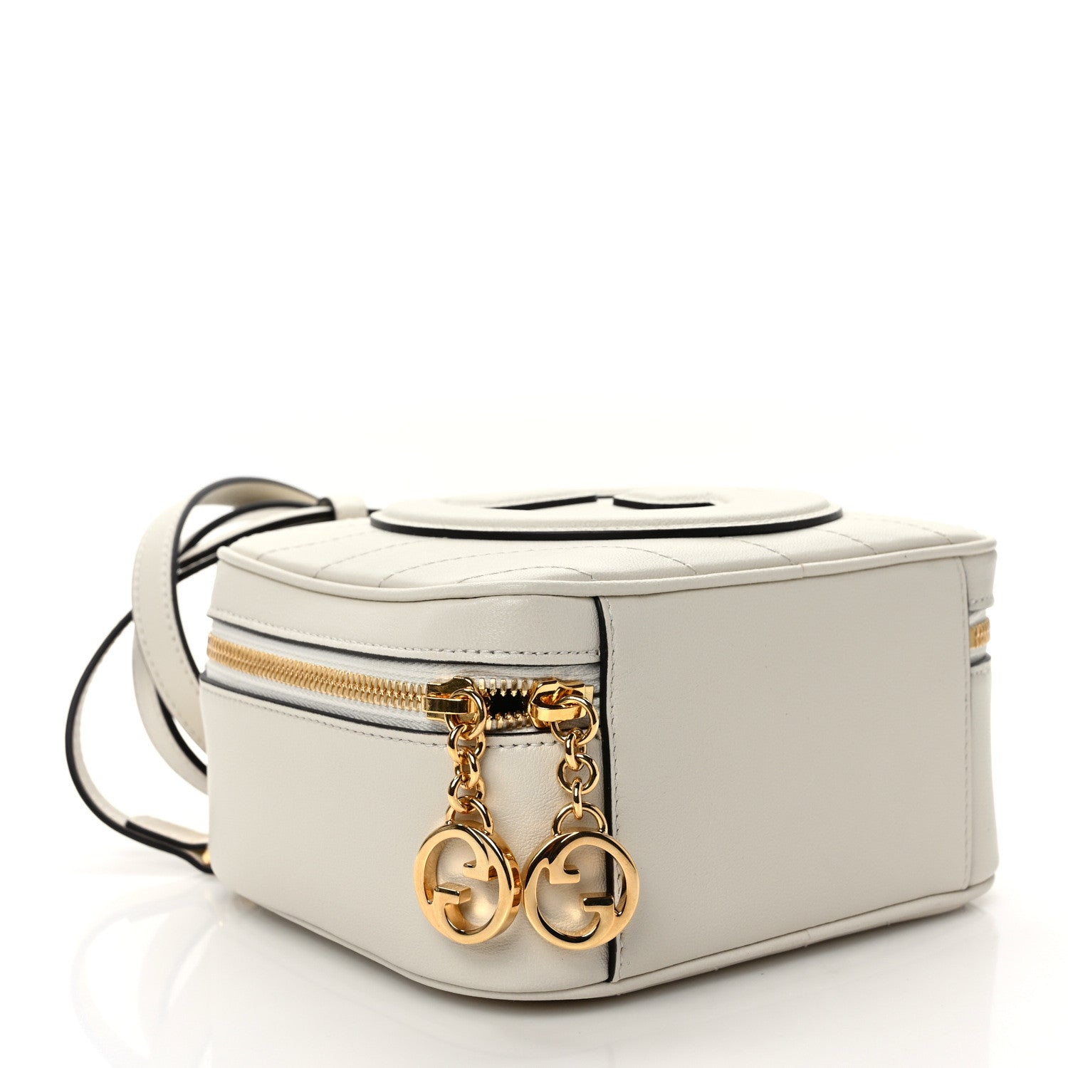 Gucci Sakai Be Green Calfskin Diagonal Stitched Blondie Top Handle Bag Mystic White 4 of 8