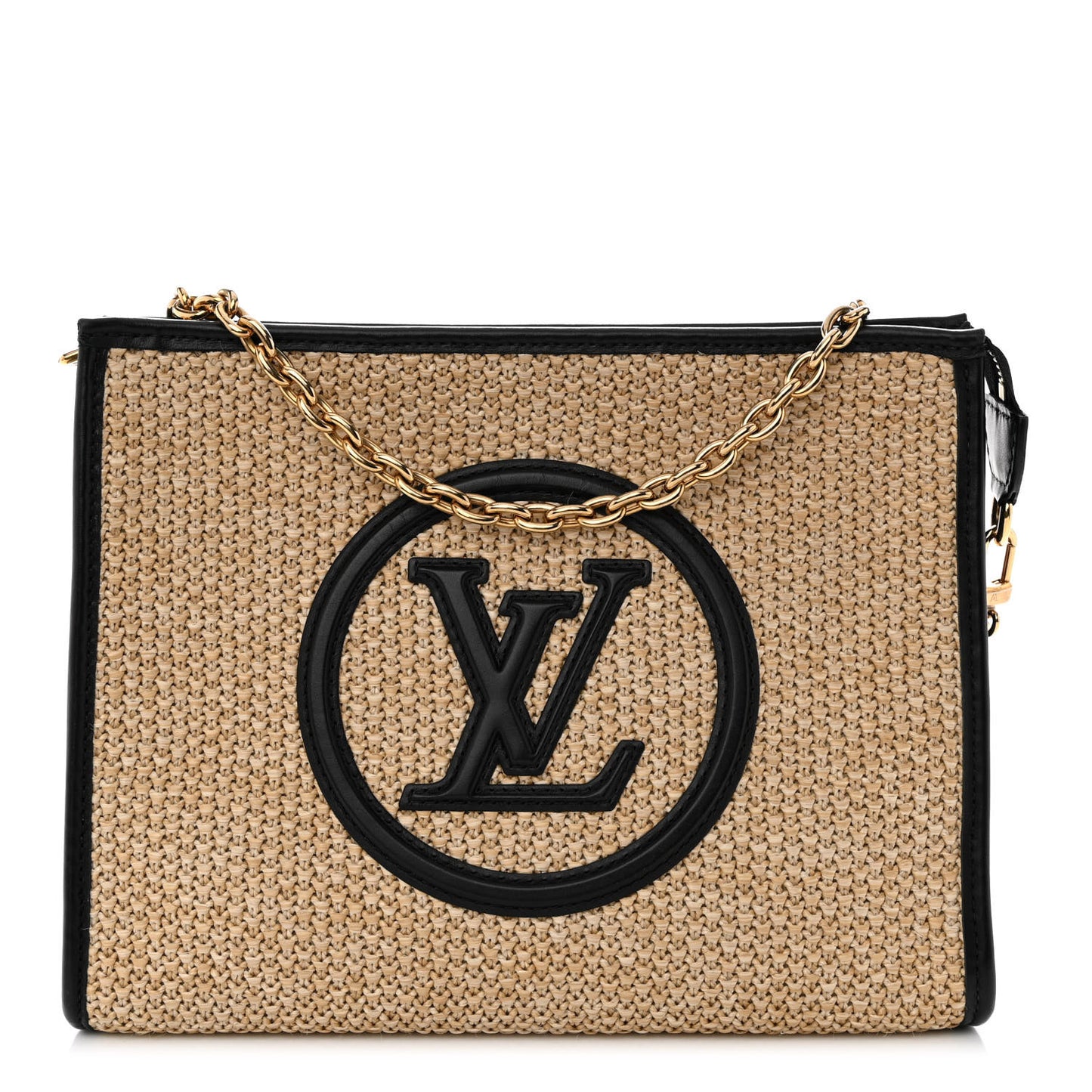Raffia Calfskin Monogram Giant Pouch
