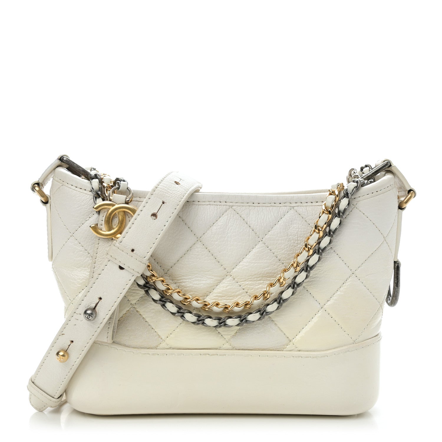 Chanel Aged Calfskin Quilted Small Gabrielle Hobo White 1 of 10