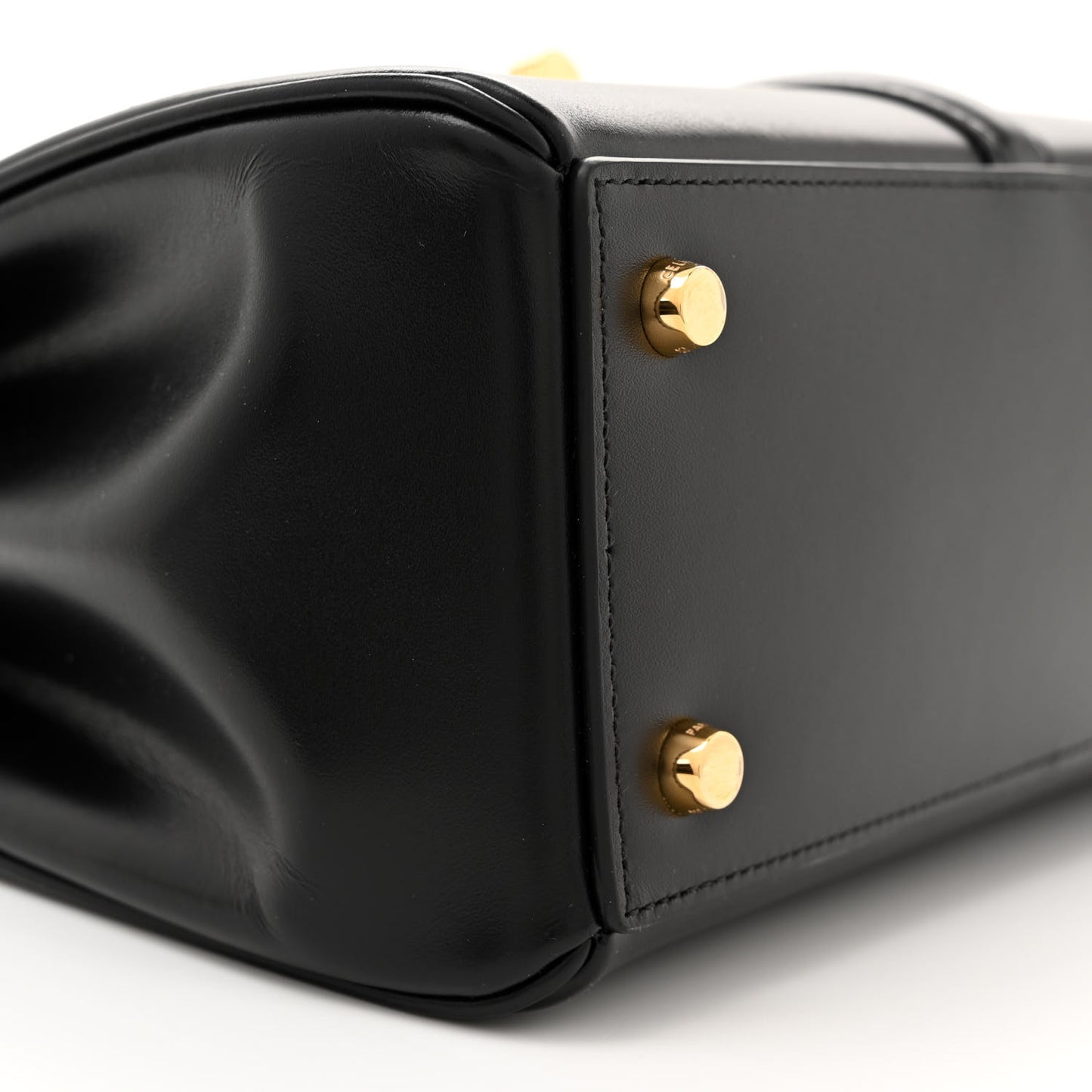 Satinated Calfskin Small 16 Top Handle Bag Black