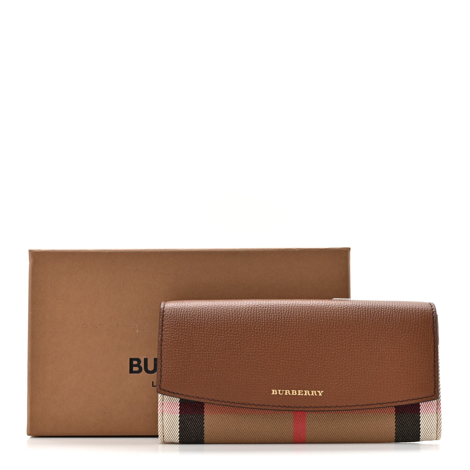 Burberry Grainy Calfskin House Check Continental Wallet Tan 7 of 7
