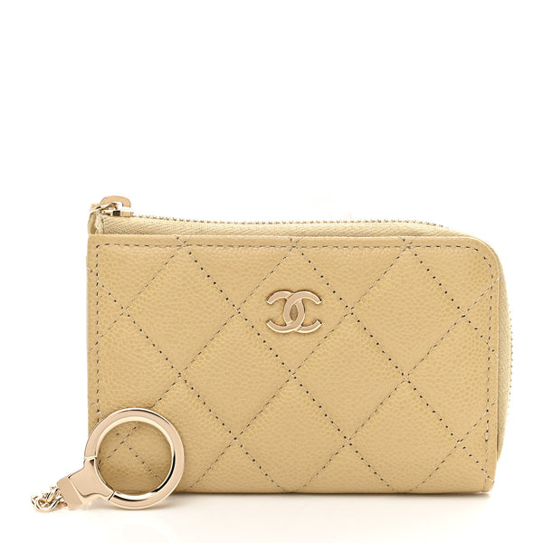 Chanel Caviar Quilted Zipped Key Holder Case Light Green 1881783