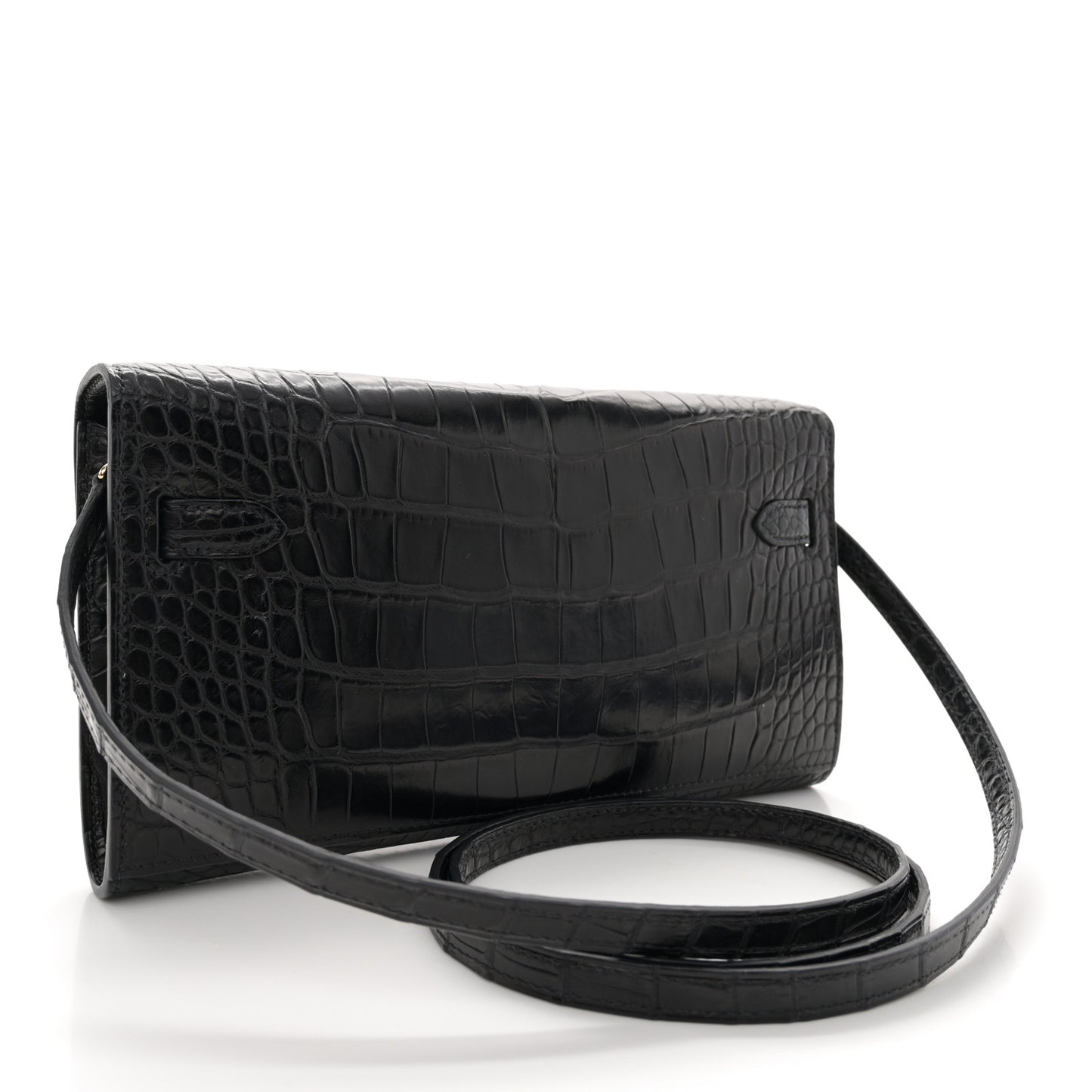 Matte Alligator Kelly Wallet To Go Black