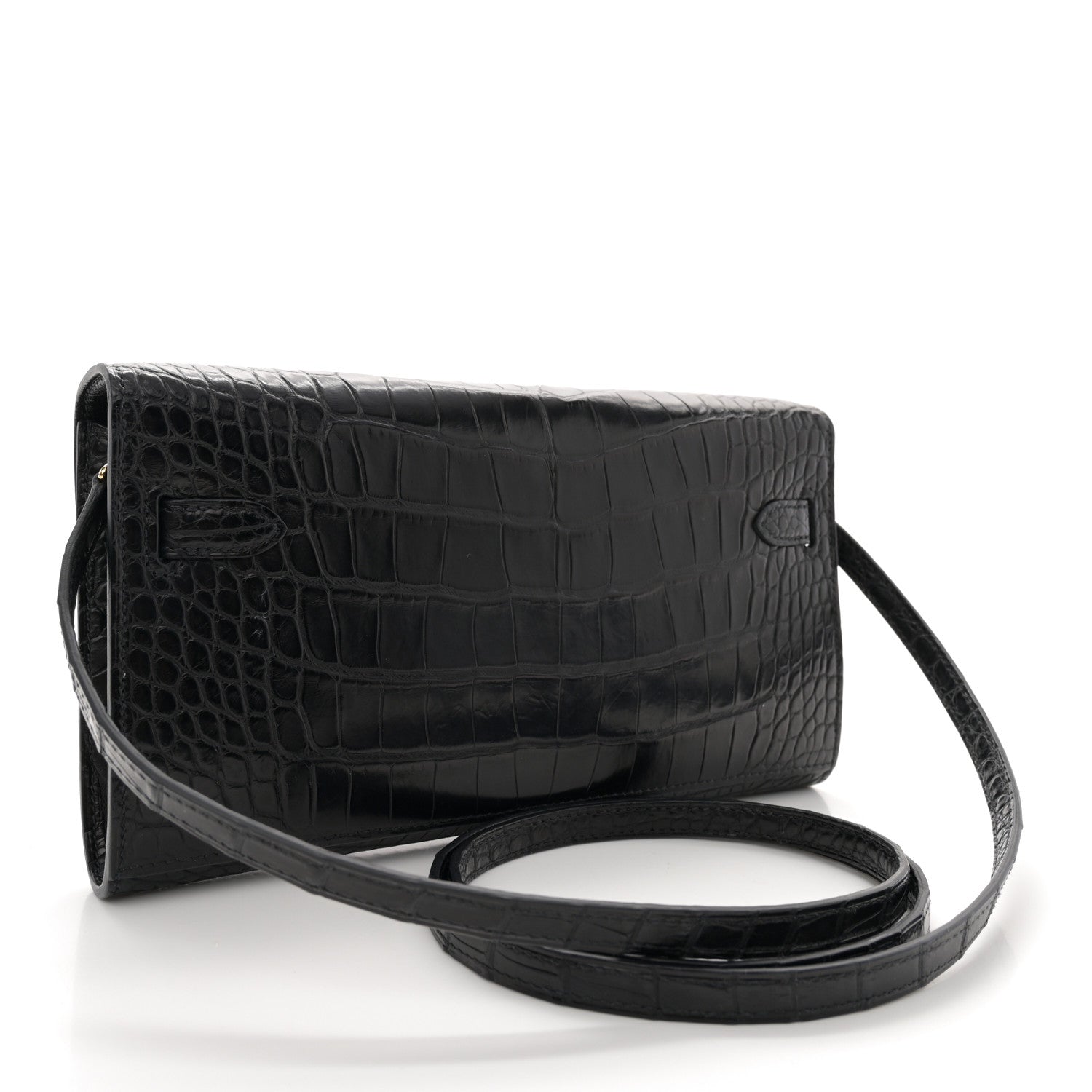 Hermes Matte Alligator Kelly Wallet To Go Black 3 of 11