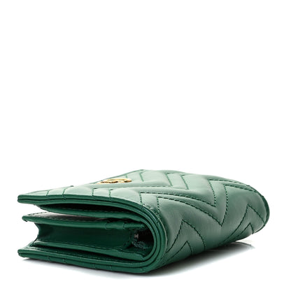 Gucci Calfskin Matelasse GG Marmont Card Case Wallet Emerald 5 of 9