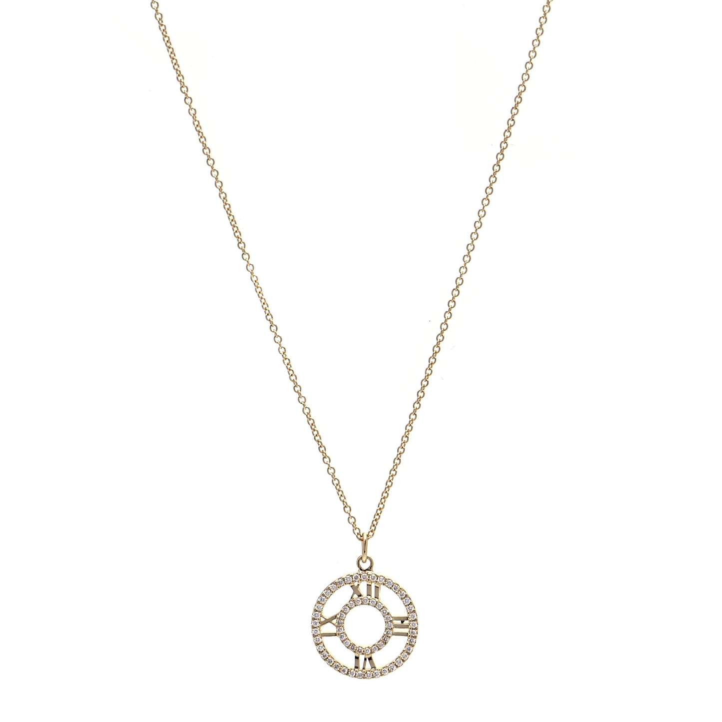 18K Yellow Gold Diamond Small Atlas Open Pave Pendant Necklace