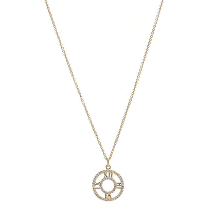 Tiffany 18K Yellow Gold Diamond Small Atlas Open Pave Pendant Necklace 1 of 6