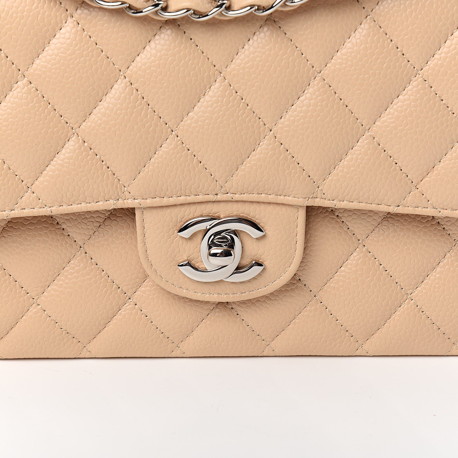Chanel Caviar Quilted Medium Double Flap Beige Clair 9 of 10