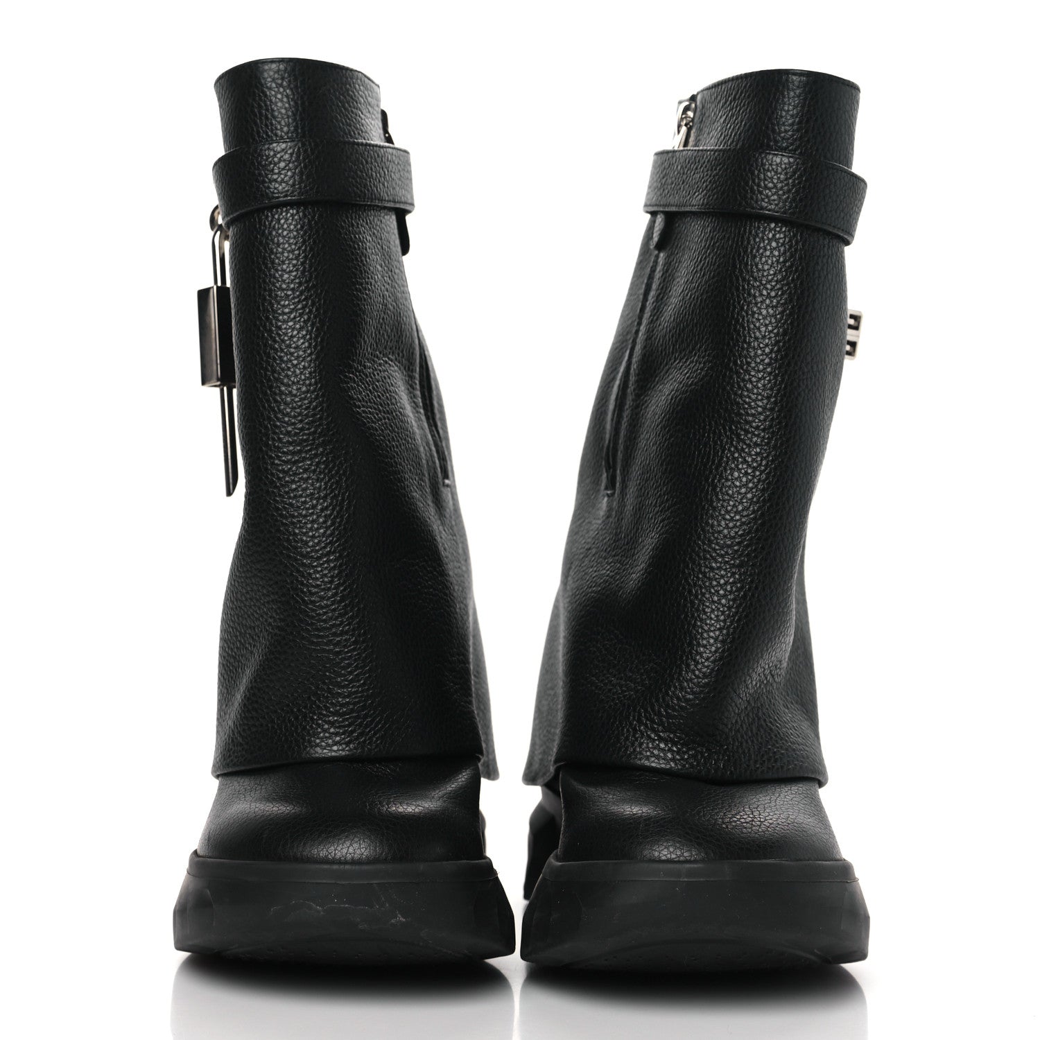 Givenchy Grained Calfskin Shark Lock Biker Ankle Boots 36 Black 2 of 8