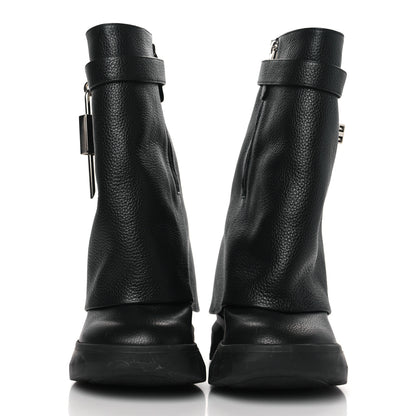 Givenchy Grained Calfskin Shark Lock Biker Ankle Boots 36 Black 2 of 8