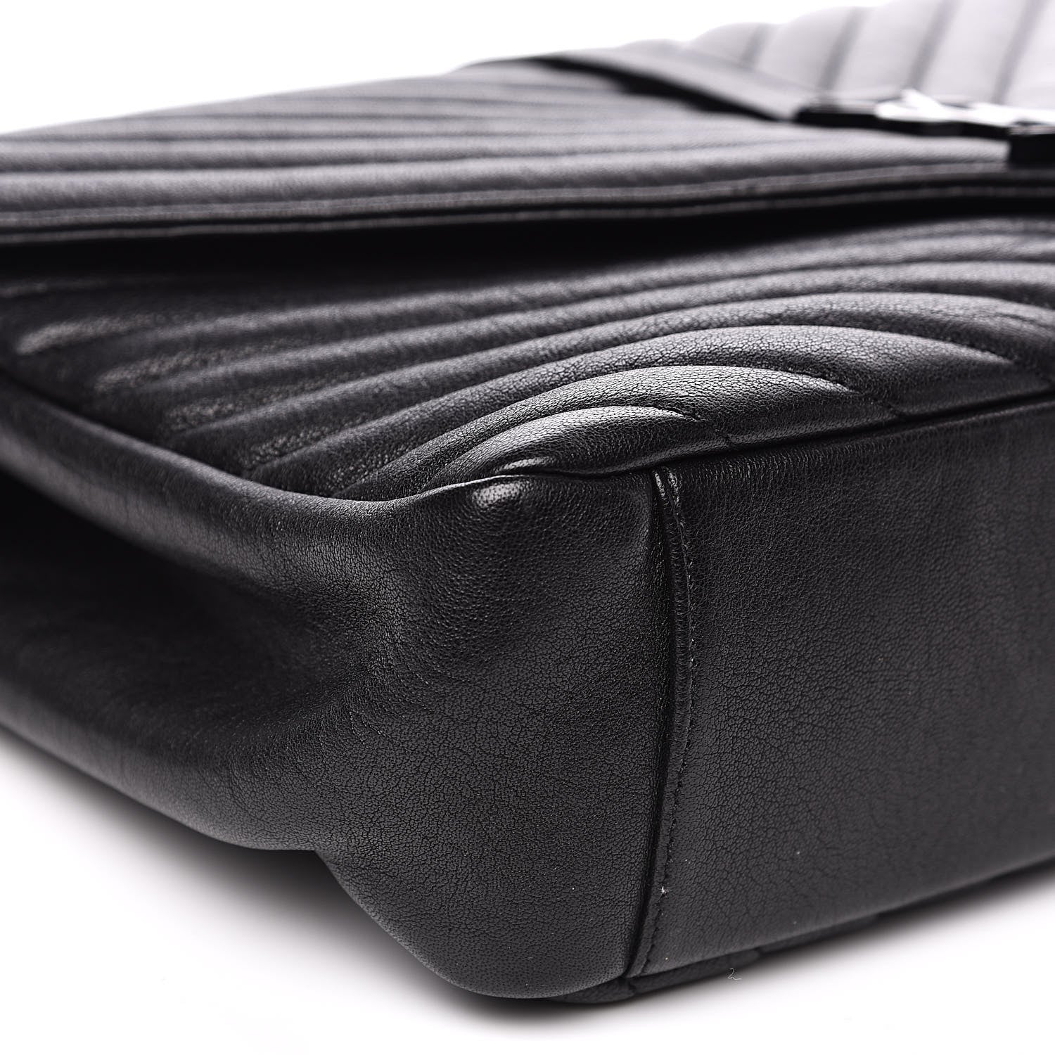 Saint Laurent Sheepskin Matelasse Chevron Monogram Monochrome Large College Satchel Black 10 of 14