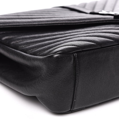 Saint Laurent Sheepskin Matelasse Chevron Monogram Monochrome Large College Satchel Black 10 of 14