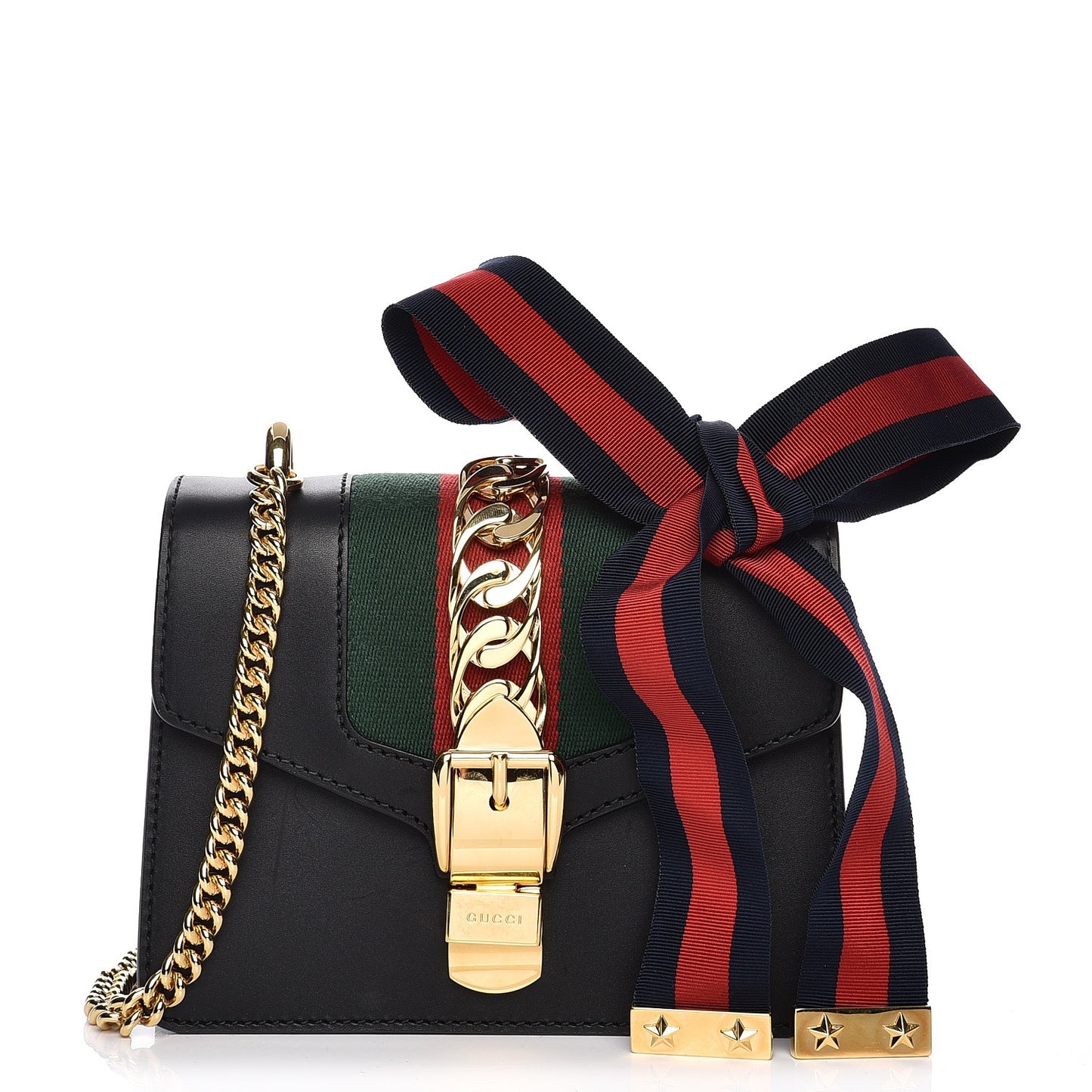 Calfskin Mini Sylvie Chain Shoulder Bag Black