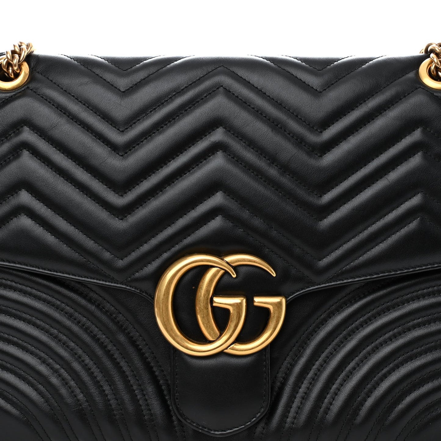 Calfskin Matelasse Large GG Marmont Shoulder Bag Black