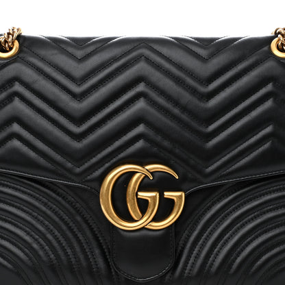 Gucci Calfskin Matelasse Large GG Marmont Shoulder Bag Black 8 of 11