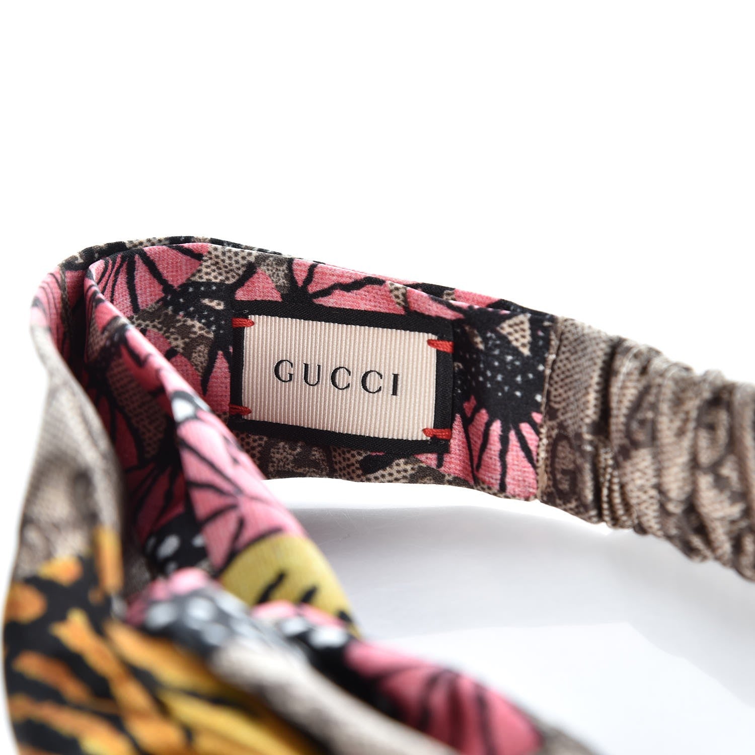 Gucci Silk Monogram Bengal Tiger Print Duchesse Headband Pink 6 of 7