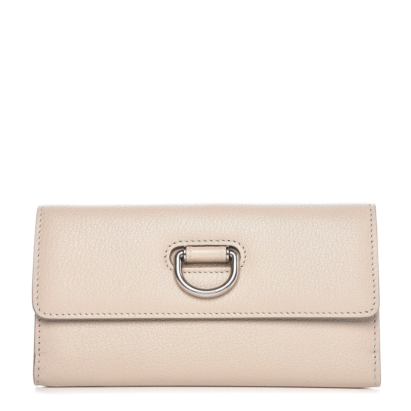 Grainy Calfskin D-Ring Continental Wallet Stone