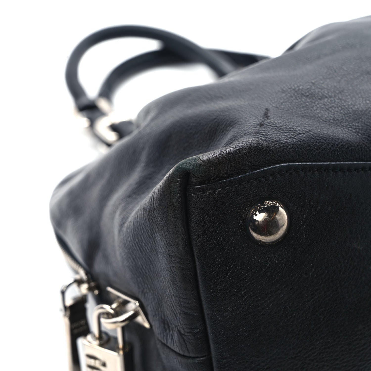 Prada Soft Calf Pleated Tote Black 8 of 9