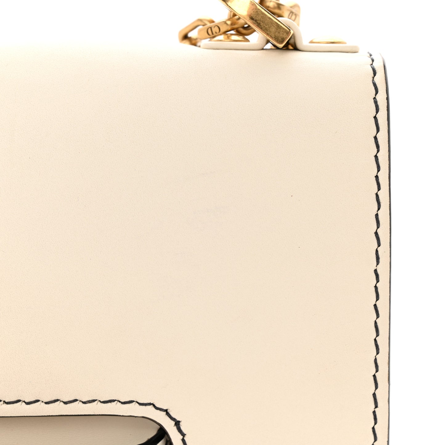 Calfskin J'Adior Chain Flap Bag Off White