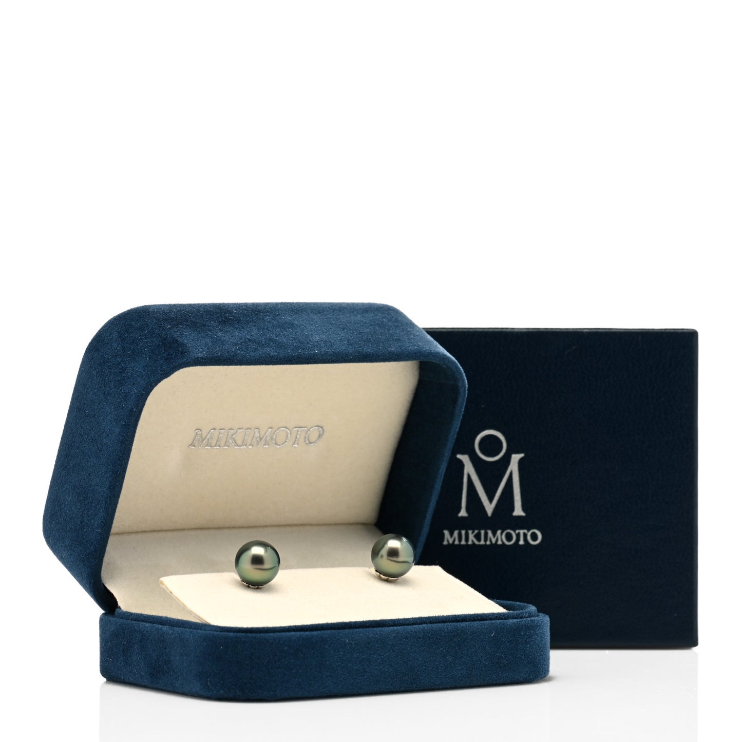 18K White Gold Black South Sea Pearl 9mm Stud Earrings