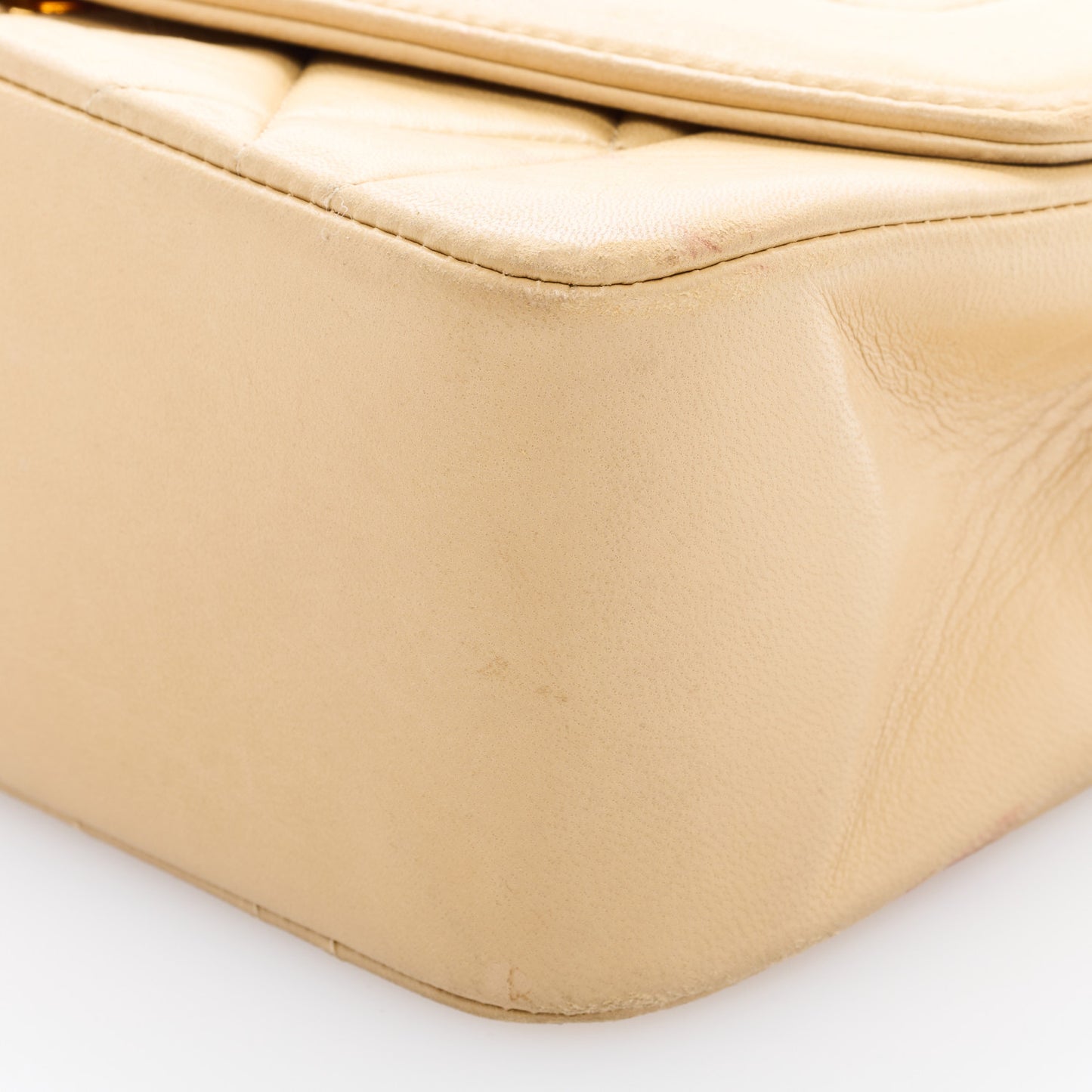 Lambskin Quilted Small Single Flap Beige
