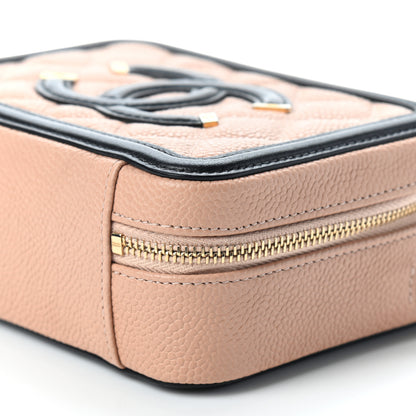 Chanel Caviar Quilted CC Filigree Vanity Clutch With Chain Beige Black 9 of 9