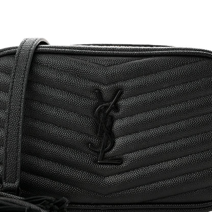 Saint Laurent Grain De Poudre Matelasse Monochrome Monogram Mini Lou Camera Bag Black 7 of 11