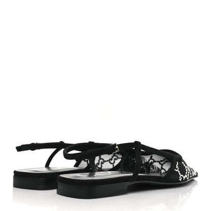 Gucci Tela Retino Kid Scamosciato Crystal GG Monogram Square G Slingback Flat 37.5 Black 4 of 8