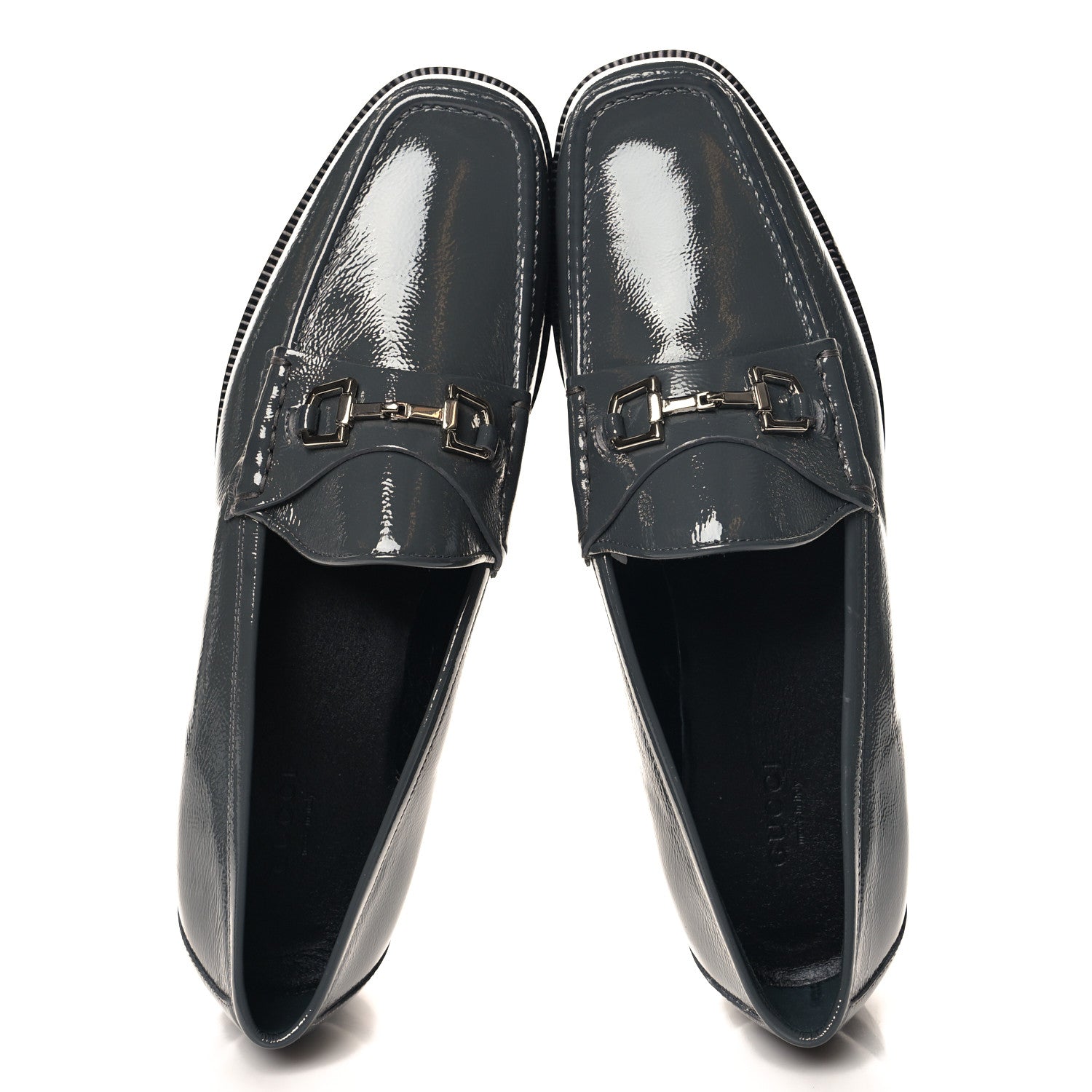 Gucci Naplack Patent Horsebit Banks Loafers 40 Melange Platinum 2 of 10