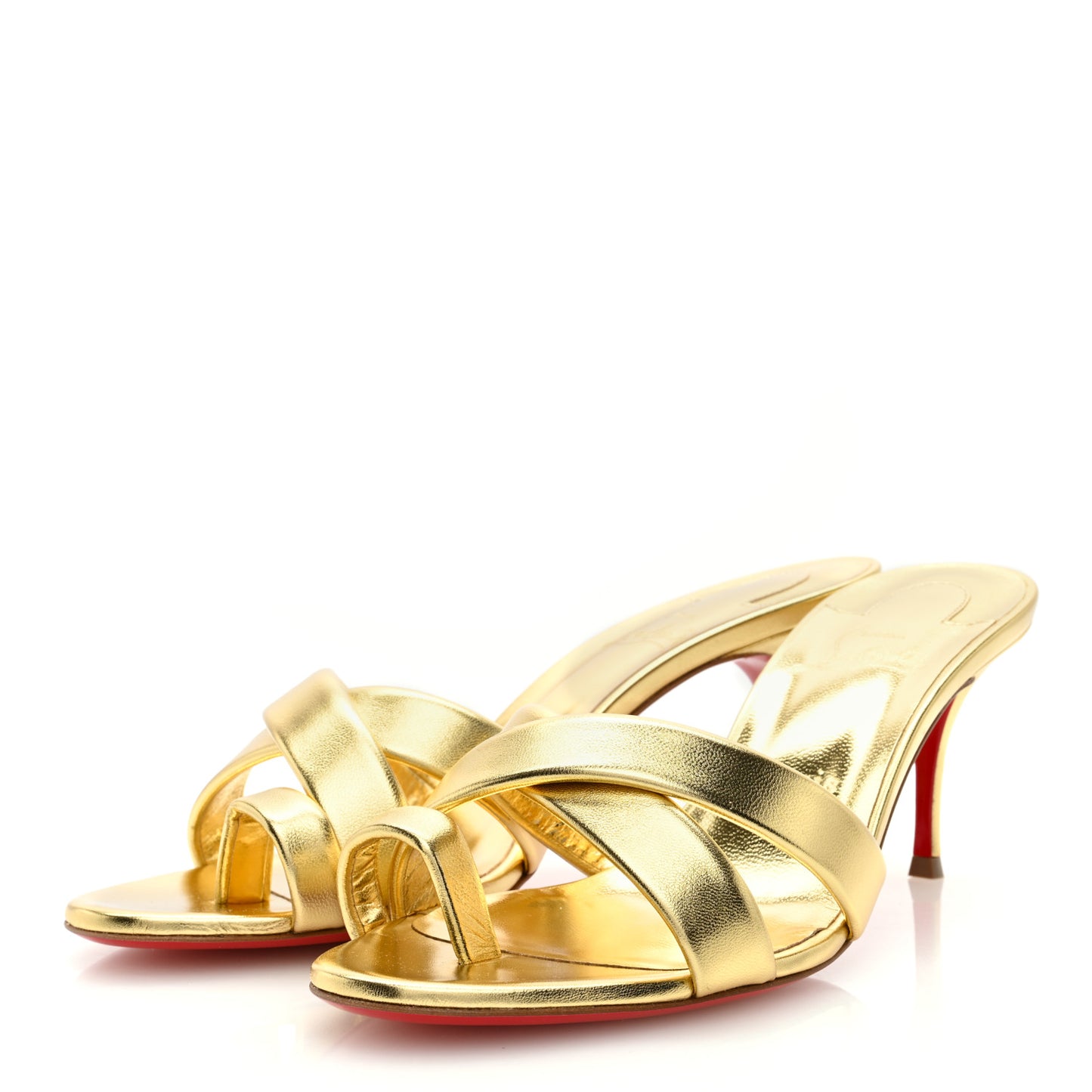 Metallic Calfskin Simply Me 70 Slide Sandals 39.5 Gold