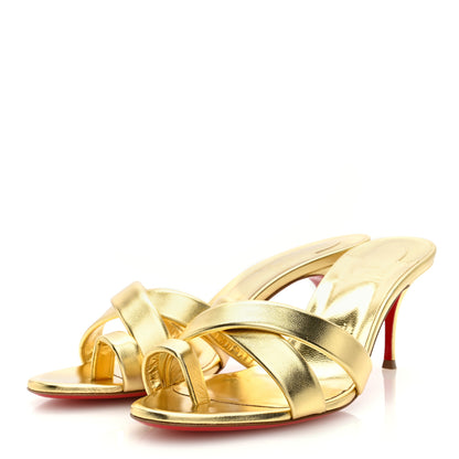 Christian Louboutin Metallic Calfskin Simply Me 70 Slide Sandals 39.5 Gold 2 of 8