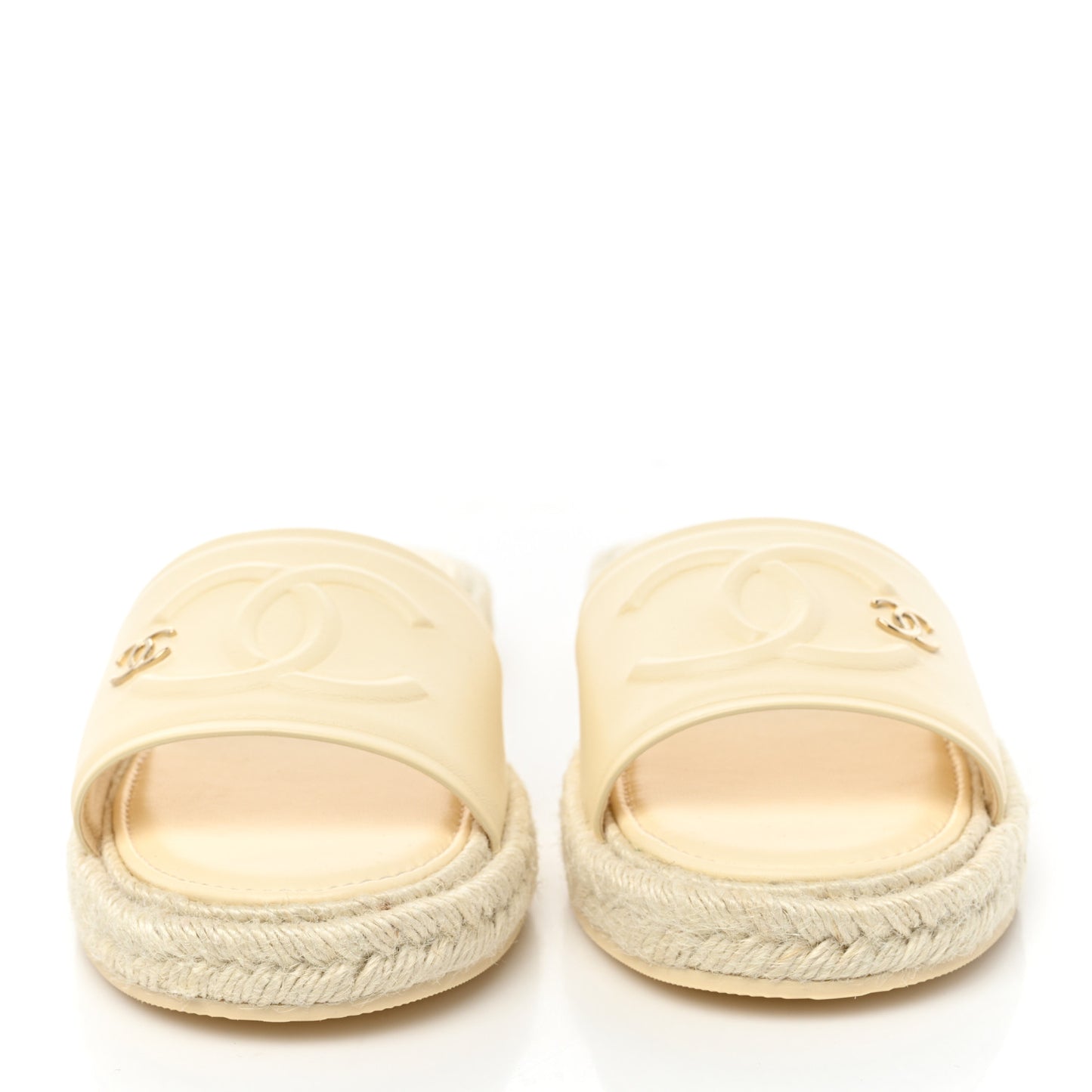 Lambskin CC Espadrille Slip On Sandals 41 White